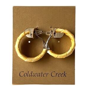 Coldwater Creek Yellow Bandana Print Fabric Wrapped Hoop Earrings New on Card
